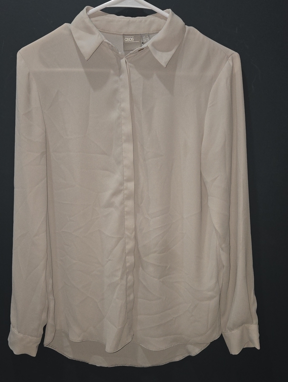 ASOS Cream Long-Sleeve Button Down Blouse